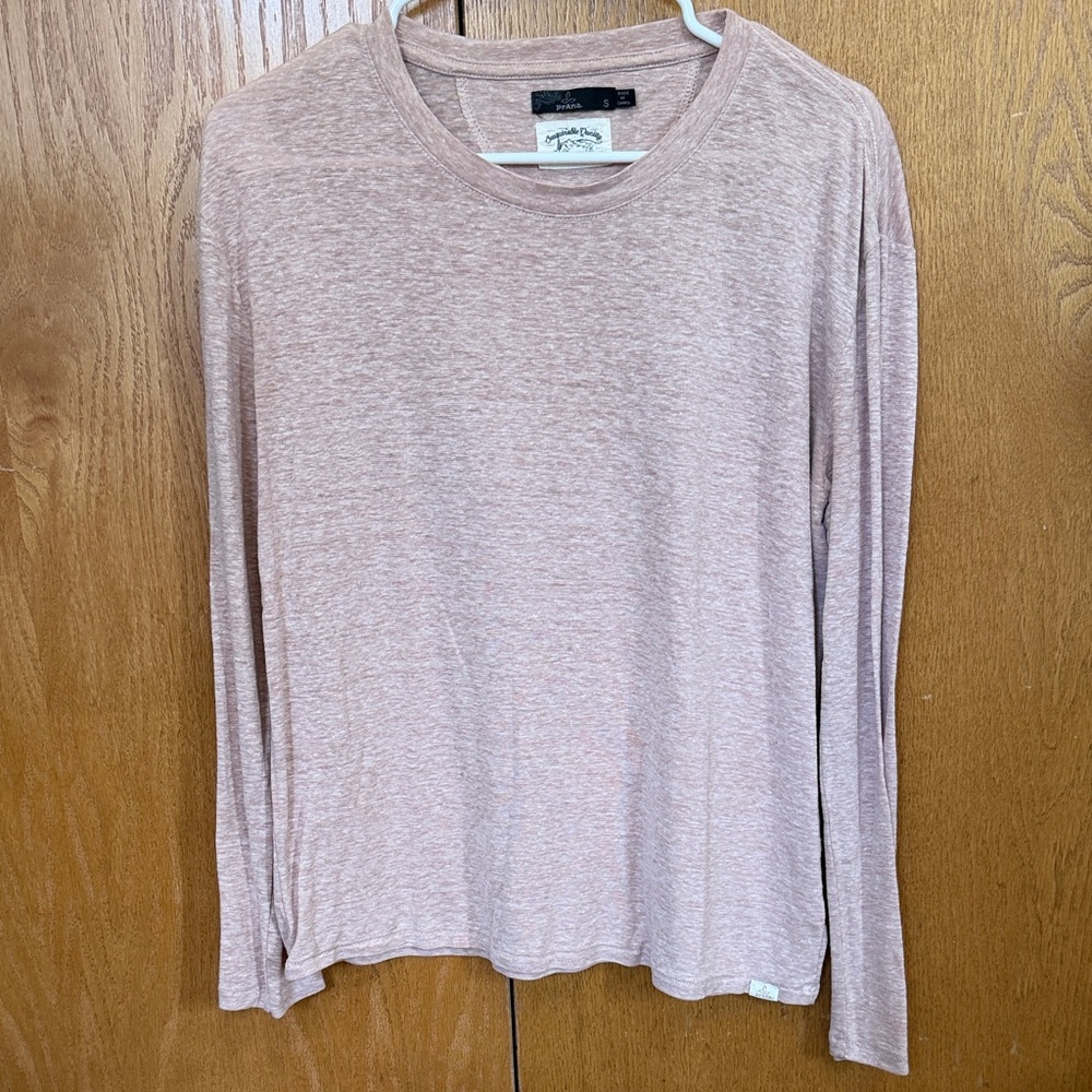Prana Heathered Dusty Rose Crewneck Tee